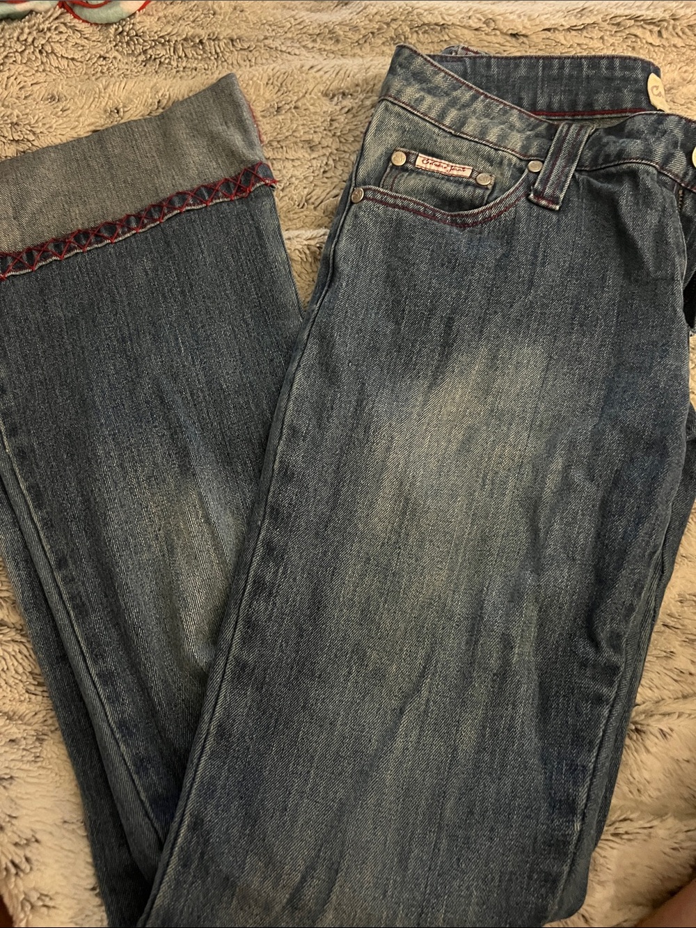 5/$10 item make a bundle Denim Jeans with Subtle Red Stitching